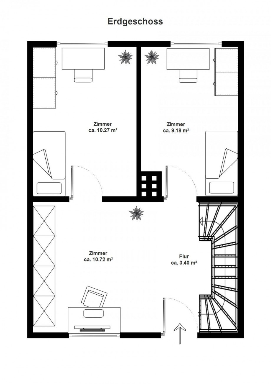 Grundriss EG Reihenmittelhaus Bremen