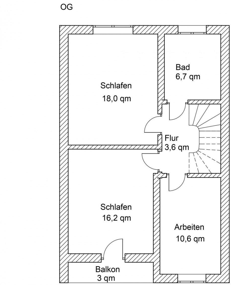 Grundriss OG Reihenmittelhaus Bremen