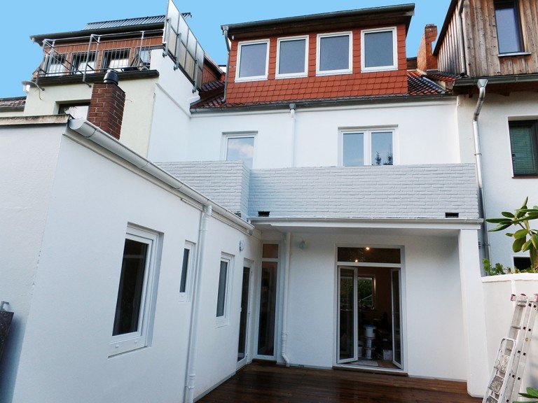 R�ckansicht Bremen Einfamilienhaus Einziehen & Wohlf�hlen, liebevoll saniertes Bremer Reihenhaus mit Sonnengarten im Geteviertel