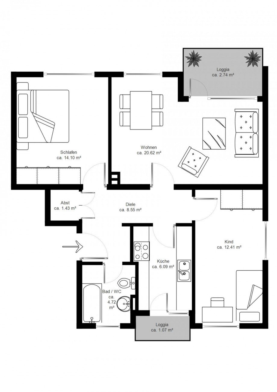 Grundriss Etagenwohnung Bremen
