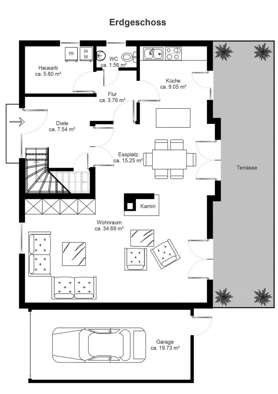 Grundriss EG Einfamilienhaus Bremen