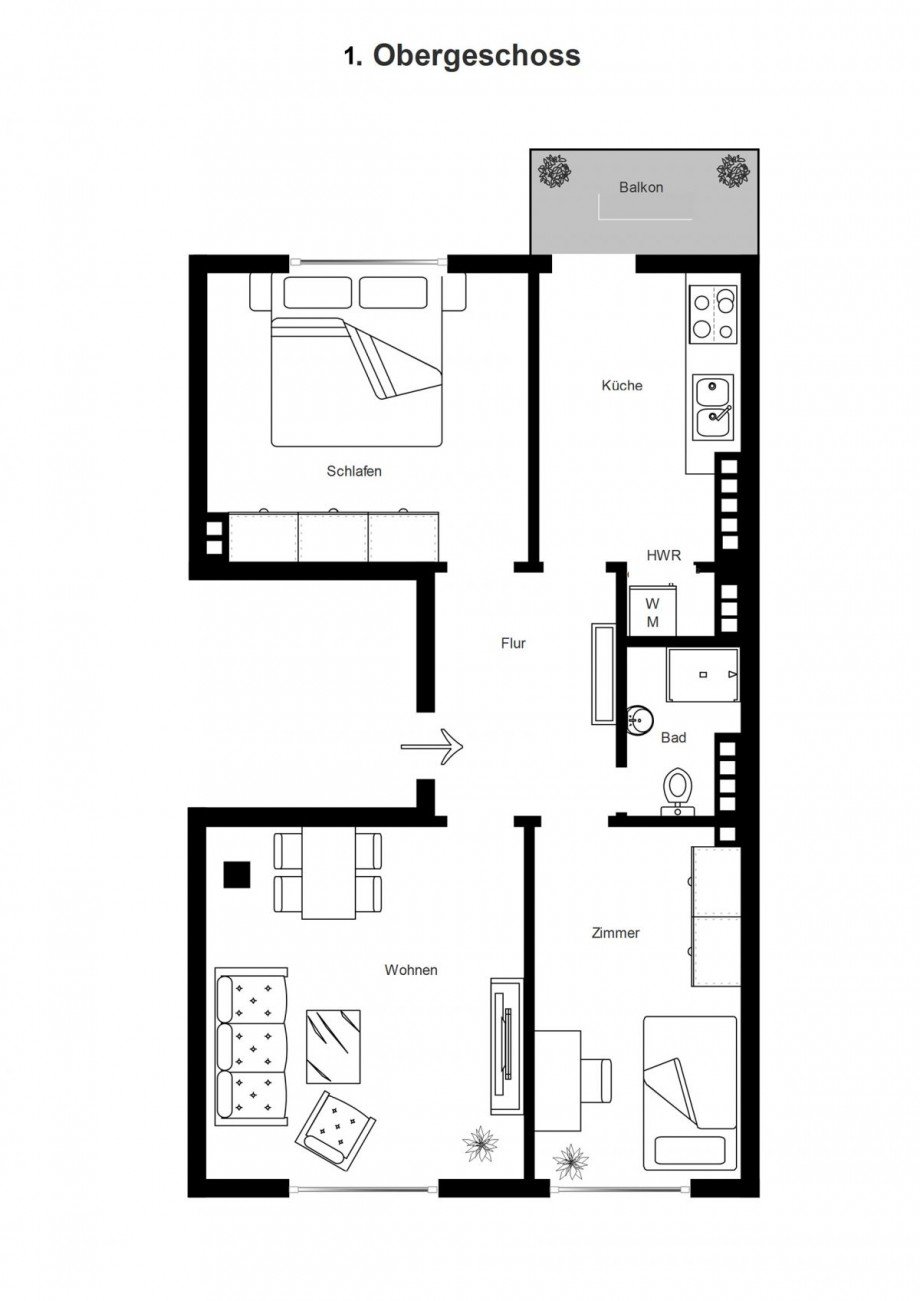 Grundriss 1.OG Mehrfamilienhaus Bremen