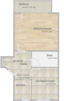 Grundriss Hastedt, schicke 2-Zimmer-Eigentumswohnung mit Sonnenbalkon und Garage